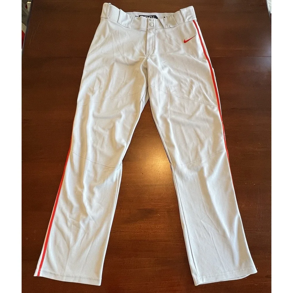 Nike Men's Baseball Pants Gray with‎ Red Stripe Size L
